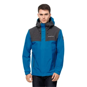 soldes pas cher De gros 👏 Randonnee Pedestre Homme Jack Wolfskin Veste Imperméable Jack Wolfskin Dna Block BLEU 👍 18