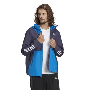 Promo 🥰 Randonnee Pedestre Homme Adidas Veste Adidas Bsc 3-stripes Rain.rdy BLEU 👏 à prix promos 16