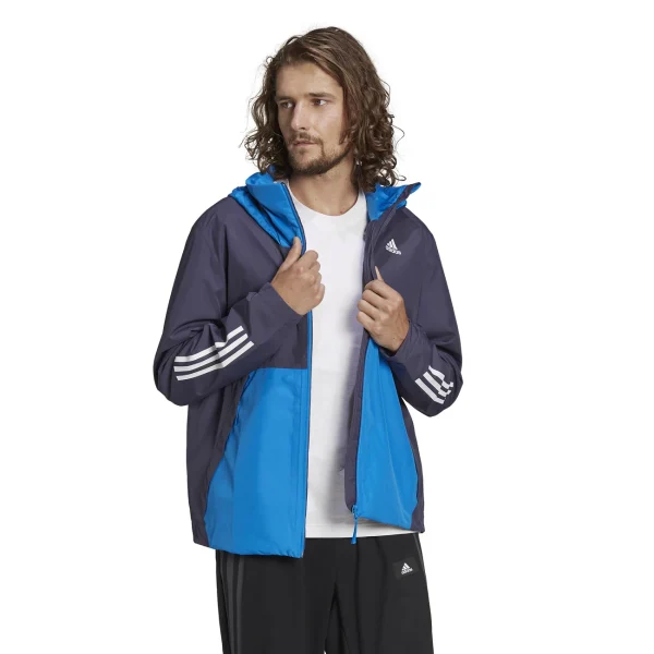 Promo 🥰 Randonnee Pedestre Homme Adidas Veste Adidas Bsc 3-stripes Rain.rdy BLEU 👏 à prix promos 6