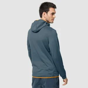 Coupon 🥰 Randonnee Pedestre Homme Jack Wolfskin Veste De Sport Jack Wolfskin Hydro Grid Fleece BLEU ❤️ REMISE allant jusqu. 14