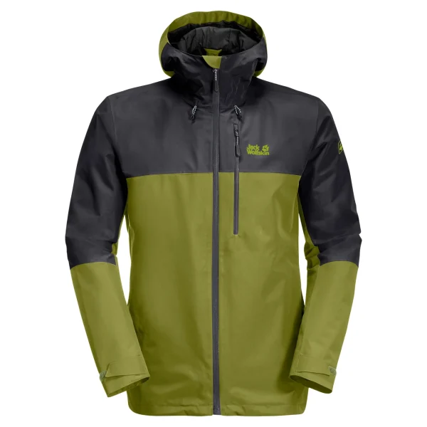 shopping pas cher Grosses soldes 🔔 Randonnee Pedestre Homme Jack Wolfskin Veste Imperméable Jack Wolfskin Peak JAUNE 😍 1