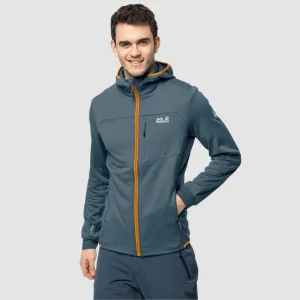 Coupon 🥰 Randonnee Pedestre Homme Jack Wolfskin Veste De Sport Jack Wolfskin Hydro Grid Fleece BLEU ❤️ REMISE allant jusqu. 10