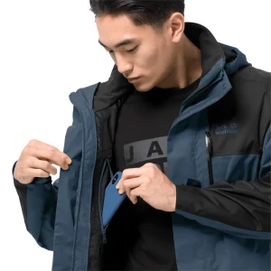 Budget 🧨 Randonnee Pedestre Homme Jack Wolfskin Veste Imperméable Jack Wolfskin Jasper Flex BLEU 🔔 remise en ligne 12