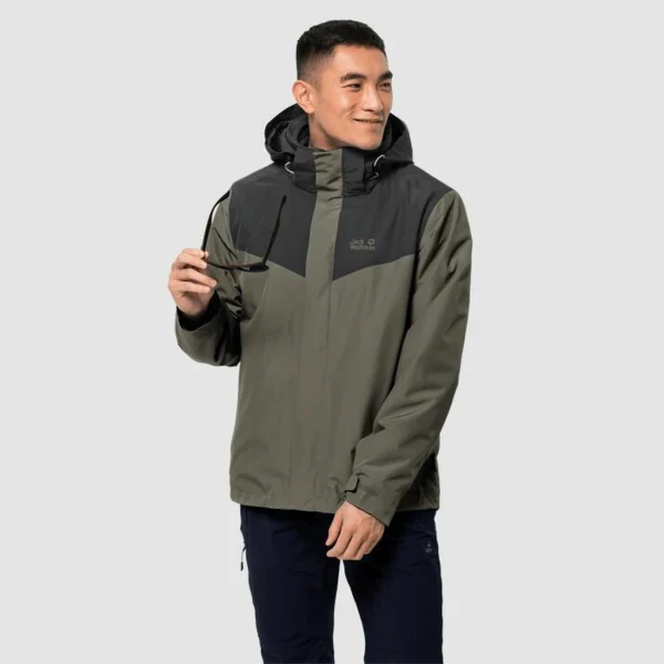 Meilleure affaire 🔥 Randonnee Pedestre Homme Jack Wolfskin Veste Jack Wolfskin Arland 3in1 VERT 🎉 Paiement sécurisé 3