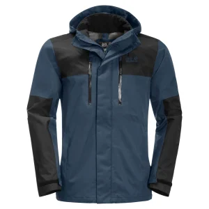 Budget 🧨 Randonnee Pedestre Homme Jack Wolfskin Veste Imperméable Jack Wolfskin Jasper Flex BLEU 🔔 remise en ligne 10