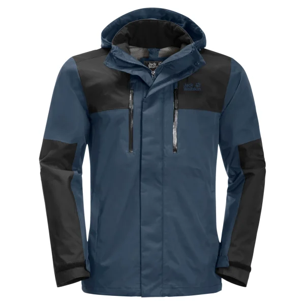 Budget 🧨 Randonnee Pedestre Homme Jack Wolfskin Veste Imperméable Jack Wolfskin Jasper Flex BLEU 🔔 remise en ligne 3