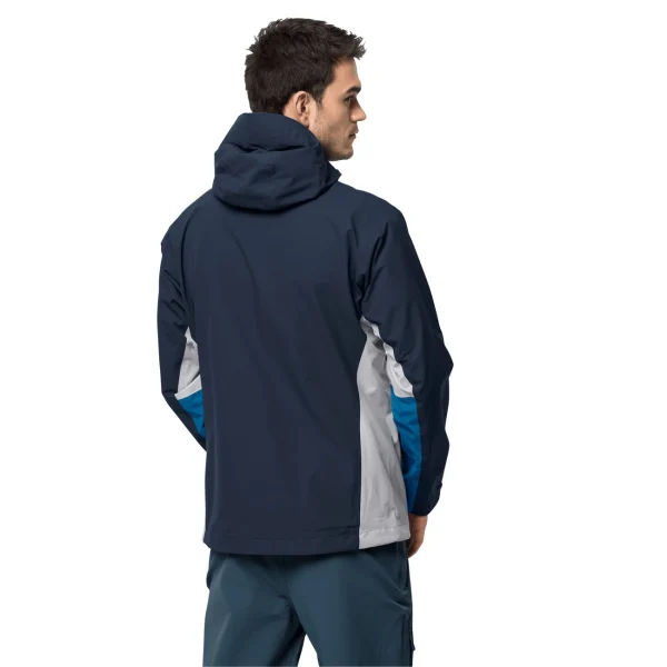 pas cher en ligne Coupon 🌟 Randonnee Pedestre Homme Jack Wolfskin Veste Imperméable Jack Wolfskin Eagle Peak BLEU 🛒 7