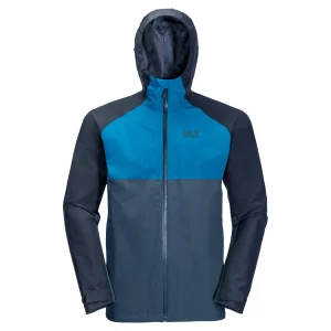 Tout neuf 😀 Randonnee Pedestre Homme Jack Wolfskin Veste Imperméable Jack Wolfskin Mount Isa BLEU 💯 solde en ligne 16