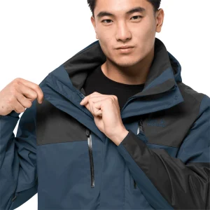 Budget 🧨 Randonnee Pedestre Homme Jack Wolfskin Veste Imperméable Jack Wolfskin Jasper Flex BLEU 🔔 remise en ligne 18