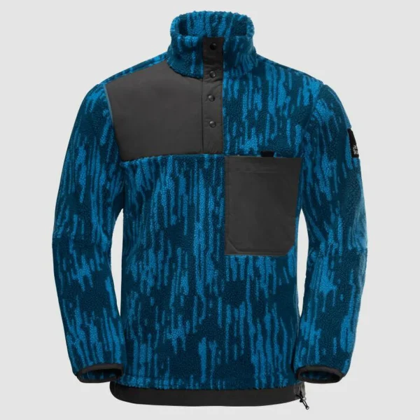 Offres ❤️ Randonnee Pedestre Homme Jack Wolfskin Polaire Jack Wolfskin 365 Fearless Snap Jaquard BLEU 😍 site officiel 7