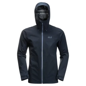 mode pas cher Acheter 🔔 Randonnee Pedestre Homme Jack Wolfskin Veste Imperméable Jack Wolfskin Highest Peak BLEU 🎉 16