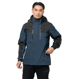 Budget 🧨 Randonnee Pedestre Homme Jack Wolfskin Veste Imperméable Jack Wolfskin Jasper Flex BLEU 🔔 remise en ligne 14